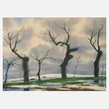 Felix Funk, Schneeschmelze, 1973, Aquarell