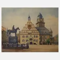 Johannes Hegner, Altmarkt von Plauen, Aquarell