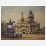 Johannes Hegner, Altmarkt von Plauen, Aquarell