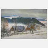 Georg Höhlig, "Winter im Erzgebirge", 1941, Öl auf Pappe