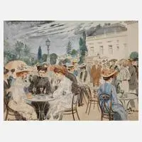 Emil Limmer, "Casino Café in Monte Carlo", Aquarell und Deckweiß (teils oxidiert)