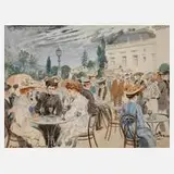 Emil Limmer, "Casino Café in Monte Carlo", Aquarell und Deckweiß (teils oxidiert)