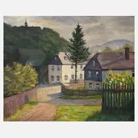 Paul Söllner, Ansicht Jößnitz, Öl auf Karton
