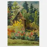 Kurt Tetzner, Blühender Garten, 1962, Aquarell