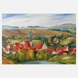 Johannes Zepnick, Blick auf Dippoldiswalde, 2001, Tempera auf Leinwand