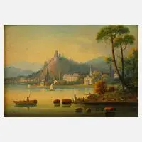 L. Bayer, Am See, Öl auf Pappe