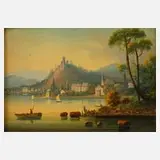 L. Bayer, Am See, Öl auf Pappe