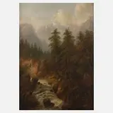 Eduard Boehm, "Gebirgsbach aus der Schweiz", Öl auf Leinwand