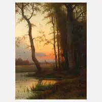 Eduard Hein jun., Abendlandschaft, Öl auf Leinwand
