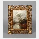 Johann Jungblut, "Herbst am Niederrhein", Öl auf Holztafel