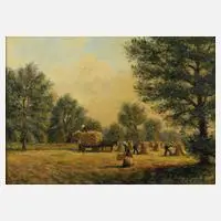Bruno Brzoska, Heuernte, Öl auf Leinwand
