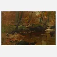 Fritz Grebe, Am Waldbach, Öl auf Karton und Sperrholz