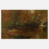 Fritz Grebe, Am Waldbach, Öl auf Karton und Sperrholz