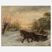 Hadermann, Schlittenfahrt, Öl auf Leinwand