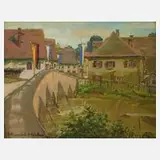 Erich Hlavacek-Hürden, Die Nepomukbrücke, 1955, Öl auf Pappe