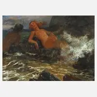 Karl Hofmeyer, "Im Spiel der Wellen", Öl auf Karton