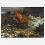 Karl Hofmeyer, "Im Spiel der Wellen", Öl auf Karton