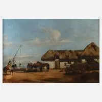Jan Kotowski, Ungarische Dorflandschaft, Öl auf Leinwand