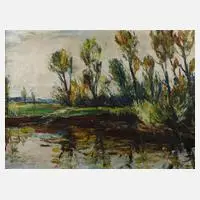 Anton Lamprecht, Am Weiher, Öl auf Leinwand