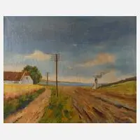 Meinhardt, Landstraße am Meer, 1932, Öl auf groben Rupfen