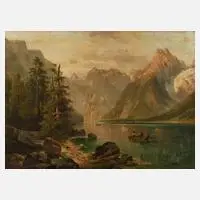 Anton Pickert, "Der Watzmann am Königssee", Öl auf Leinwand