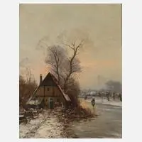 Helmut Reuter, Winter am Fluss, Öl auf Leinwand