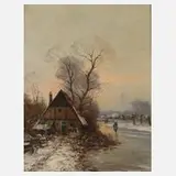 Helmut Reuter, Winter am Fluss, Öl auf Leinwand
