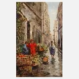 Prof. Franco Rispoli, " Strada di Alassio", Öl auf Leinwand