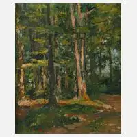 Gustav Schraegle, Waldinneres, 1915, Öl auf Leinwand