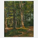Gustav Schraegle, Waldinneres, 1915, Öl auf Leinwand