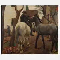 Gustav Adolf Thomann, Bauer mit Pferden, Öl auf Leinwand