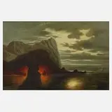 A. Tobler, Grotte am Meer, Öl auf Karton