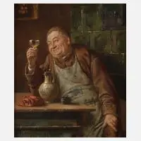 Fritz Wagner, Trinkender Mönch, Öl auf Leinwand