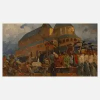 Adolfo Hohenstein, Kirche Schwarz-Reinsdorf, Öl auf Pappe und auf Hartfaserplatte kaschiert