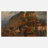 Adolfo Hohenstein, Kirche Schwarz-Reinsdorf, Öl auf Pappe und auf Hartfaserplatte kaschiert