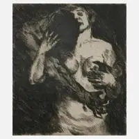 Prof. Lovis Corinth, "Umarmung", Radierung