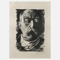 Prof. Lovis Corinth, Portrait Bismarck, Offsetdruck in Schwarz auf Bütten nach der Litho von 1915