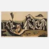 Hermann Frauenknecht, "Waldlandschaft-Version 2", 1956, Farbholzschnitt