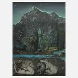 Prof. Ernst Fuchs, Nächtliche Landschaft