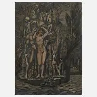 Prof. Ernst Fuchs, "Venus auf der Insel des Todes", aquarellierte