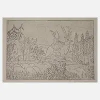 Thomas Theodor Heine, Der verliebte Schäfer, Radierung auf Bütten
