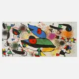 Abstrakte Komposition I by Joan Miró, Farblithographie auf leichtem Karton, sold Nov 2021