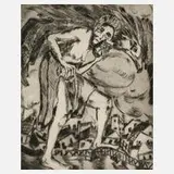 E. Pernice, "Die Zeit steht über dem Land ", 1933, Kaltnadelradierung