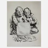 A. Paul Weber, Die Graphikfreunde, Lithographie über Tonplatte