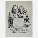 A. Paul Weber, Die Graphikfreunde, Lithographie über Tonplatte