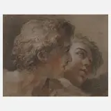 Kopfstudie by Louis-Jean-François Lagrenée, Kreiden auf getöntem Papier, sold Nov 2021