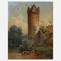 Marie Schieck, "Färberturm in Gera", Mischtechnik