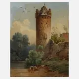 Marie Schieck, "Färberturm in Gera", Mischtechnik