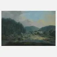 "Der Leimnitzhammer an der Saale" by A. F. Rauscher, Mischtechnik, sold Nov 2021