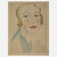 Prof. Kurt Günther, Damenportrait, Aquarell und Bleistift auf kräftigem Papier